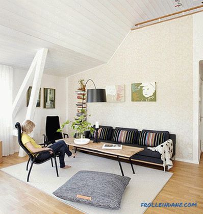 Skandinávský styl interiéru obývacího pokoje