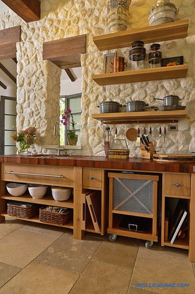 Kámen v interiéru kuchyně - myšlenka na dokončení kuchyně s dekorativní kámen