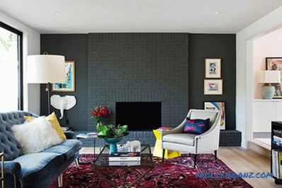 Cihla v interiéru obývacího pokoje - 100 nápadů na zdobení a fotografií